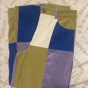 Colorblock Corduroy Pants